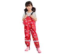 Poncho Waterproof Kids Raincoat Jackets Reusable Rain Coats All in One Rainsuit Easy to Dry Portable Muddy Suit for Childs 1-9 Years Red