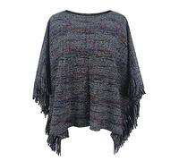 Poncho Women's Warm Knitted Chunky Mesh Cotton Women's Pullover Soft Pullover Elegant Long Sleeve Winter Fine Knit Poncho with Tassels Cardigan Cashmere Knitted Poncho Scarf Cape,
