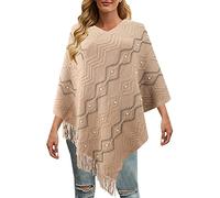 Ponchos for Women Shawls Wraps Oversized Reversible Elegant Cape Shawl Wrap Pullover Winter Warm Long Knitted Scarf Cape Jumper Ladies Poncho Top One Size Sweater Coats Christmas (B, One Size)