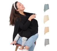 Ponchy by Gold Mamas - Breathable Nursing Cover for Breastfeeding in Privacy - Versatile 5 in 1 Poncho Design - Essential for Baby Registry - Ebony