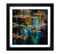 Pond Abstract Art No.1 Framed Print | 18x18 Inch Black Framed Wall Art | Ready to Hang | Abstract Fantasy Picture | Living Room Bedroom Lounge Office