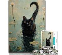 Pond Cat 1000 Pieces Jigsaw Puzzle for Adults& Teens,Game Toys Every Piece Is Unique - Challenging Family Fun Game (38x26cm)