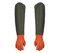 Pond Cleaning Gloves, 1 Pair Aquarium Gloves, Long Sleeve Waterproof Gloves, Long Rubber Pond and Drain Gloves, 74 CM, for Cleaning fish Tank, Aquarium Water Changing and Toilet, Orange