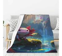 Pond Cute Axolotl Throw Blanket for Couch Sofa and Bed, Super Soft Cozy Plush Throw Blanket, Comfy Lightweight Fuzzy Warm Flannel Blanket & Throws All Season Use