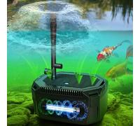 Pond Filter Fountain Set with Powerful 18W UV Light for Koi Pond Algae Control, 660 GPH 42W Powerful Pump, Built-in Pump for 1500 Gallon Pond 3 Water Patterns Decoration for Your