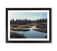 Pond In The Autumn Framed Print | A2 Black Framed Wall Art | Ready to Hang | Modern Landscape Picture | Living Room Bedroom Lounge Office