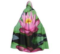 Pond Lotus Unisex Adults Hooded Cloak Cape - Black & White Hooded Cloaks for Halloween Cosplay Costumes