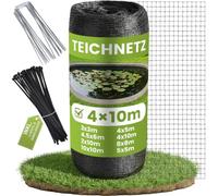 Pond Netting 4x10m Black, Heavy Duty Woven Fish Pond Cover | Incl. U-pins & Cable Ties, UV-Resistant HDPE Fine Mesh Net to Protect Koi from Birds, Cats, Leaves & Debris - Reusable