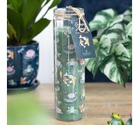 Pond Print Oriental Jasmine Tube Candle, 55 Hour Burn Time, Floral Fragrance, Nature-Inspired Design with Lily Pads, Koi Fish, and Dragonflies - Repurpose as a Vase After Use