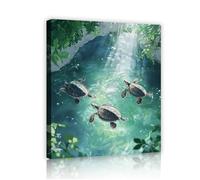 Pond Sea Turtle Canvas Wall Art Ocean Nature Picture Decor 45x60cm