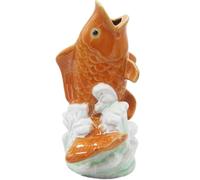 Pond Spitter, Ceramic Carp Fish Fountain Spitter, 4.7x3.9x8.7" Vintage Fountain Statues, Water Feature for Small Ponds Patio Deck and Home