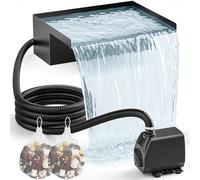 PONDIA 30cm Outdoor Pond Waterfall Kit: 304 Stainless Steel Pond Waterfall Spillway Kit with 2500L/H Pump, 3m Freeze-Proof Tubing & 5m Cord - Complete Waterfall Fountain Kit for Garden & Pool Decor