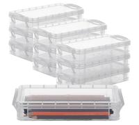 PONDON 10 Pcs Clear Pencil Boxes, Stackable Plastic Pencil Cases with Snap-Tight Lids, Large Capacity Desk Organisers for School and Office, for Pens Pencils Markers
