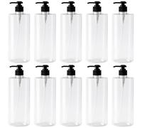 PONDON 10 Pcs Clear Plastic Dispensers with Pumps, Empty Refillable Bottles for Shampoo Conditioner, Flat Shoulder, Lightweight