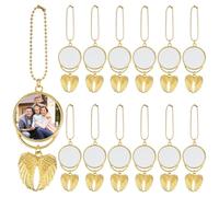 PONDON 12 Pieces Sublimation Keychain Blanks, Angel Wings Car Hanging Ornaments, Heat Transfer Pendants, Printing Charms For Keychain Creation