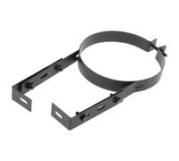 PONDON 15 Cm Chimney Pipe Holder With High-Temperature Paint, Stainless Steel Adjustable Wall Bracket, Black Wall Mount Support For Stove Tube