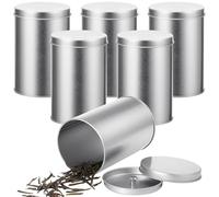 PONDON 16 Fluid Ounce Tin Cans With Double Airtight Lid, 6 Pieces Tea Tin Canisters, Round Kitchen Canisters, Empty Large Boxes For Spices, Coffee, Loose Tea,