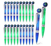 PONDON 20 Pcs Earth Globe Pens Bulk, Novelty Earth Day Retractable Ballpoint Set, Tellurion Shape Black Ink Stationery for School Office Supplies, Rotating Mini World Map Design