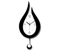 PONDON Acrylic Pendulum Wall Clock - Water Drop Design, 9.4 X 20.5 In, Black And White, Silent, Modern Style For Home Decor