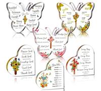 PONDON Bible Verses Scripture Presents, 6 Pcs Acrylic Christian Presents, Prayer Butterfly Keepsake Paperweights, Women Inspirational Religious Presents, For Church Acrylic Praise God Sign Decors