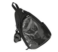 PONDON Black Ita Bag Large Pin Display Chest Pack, Kawaii Sling Bag With Clear Window, 17.7 In / 45 Cm High Multi-Pocket Crossbody Shoulder Bag With Coin Purse For Casual Use