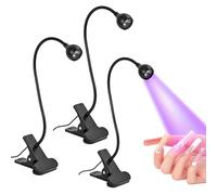 PONDON Black, U Powered, 3 Pcs Nail Polish Dryer, Clip-On Desk Nail Lamps, Adjustable Bendable Neck Design, Multipurpose Light for Nail Gel Curing