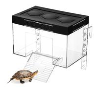 PONDON Clear Lifted Turtle Lounging Stage With Incline & Top, Tortoise Heat Area, Modifiable Level, Turtle Palace With Drilled Gap For Hex Heat Lamp
