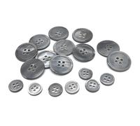PONDON Coat Jacket Blazer For Sewing Buttons, Professional Tailoring Supplies, 0.5-0.8 Inch, Grey 4 Hole Buttons In 4 Sizes, Shell Suit Buttons, 100 Pack