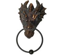 PONDON Dragon Head Door Knocker, Vintage Gothic Door Design, Resin, Metal Ring Replacement