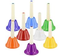 PONDON Kids Hand Bells, 8 Note Diatonic Metal Percussion Musical Toy, Ideal For Teaching, Church Choral, Family Gatherings, Weddings