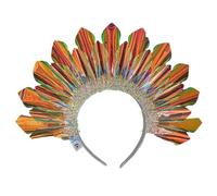 PONDON Led Rainbow Petal Headwear; Battery-Powered Carnival Costume Headpiece; Women'S Light Up Party Accessory; Lightweight Disco Rave Headband For Christmas
