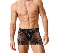PONDON Men'S Crossdressing Underwear Set, Lace Mini Skirt And G-String, Sheer Mesh, One Size