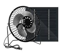PONDON Outdoor 10W Solar Fan, Cordless Rechargeable Portable Desk Fan, With Solar Panel, Charging Cable, Metal Frame, For Camping, And Car Ventilation