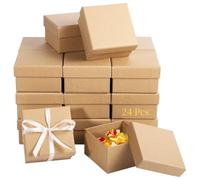 PONDON Paper Mache Boxes, 24 Pieces, With Lids, 3.9 In Square All Gift Boxes, Nesting Diy Cardboard Boxes Empty, Unfinished Containers Paper For Crafting Painting