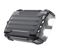 PONDON Portable Battery Pack, Solar Charger Power Bank, 30000Mah Large Capacity, Quick Charge, For Outdoor Use With Dual Led Flashlight, Black