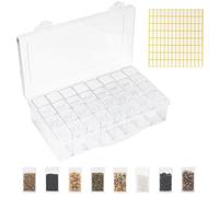 PONDON Seed Storing Box, 32 Grids, Transparent Container Plus Labeling Stickers, Seed Coordinator For Veggies, Fruits, Also Blooms, Crafting Instrument, Bead Container