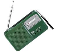 PONDON Solar Powered Am/Fm Emergency Radio With Led Flashlight, Hand Crank, Sos Alarm, 3 Power Options, Portable, Green