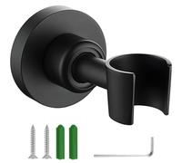 PONDON Wall Mount Handheld Head Holder, 304 Stainless Steel Wand Bracket, Adjustable 360° Swivel Ball Joint, Matte Black Finish, Fits 1/2" Heads