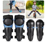 PONDON Youth Knee Elbow Pads 4 Pcs, Little Ones Dirt Knee Shin Guards, Motorcycle Adjustable Protective Gear Set, Protective Armor Set For Skiing, Biking, Motocross, Skateboard