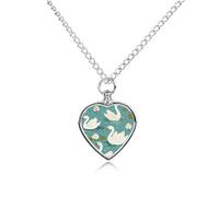 Ponds Swans Water Lilies Pet Ash Necklace Keepsake Memorial Heart Pendant Jewelry