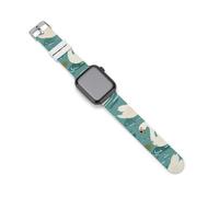 Ponds Swans Water Lilies Silicone Watch Band Compatible with IWatch Series Ultra 1, 2, Series 9, 8, 7, 6, 5, 4, 3, 2, 1, SE