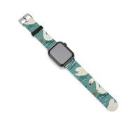 Ponds Swans Water Lilies Silicone Watch Band Compatible with IWatch Series Ultra 1, 2, Series 9, 8, 7, 6, 5, 4, 3, 2, 1, SE