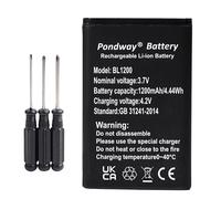 PONDWAY 1200mAh 3.7V 4.44Wh BL-5C Replacement Battery Compatible with Artfone CS181 CF241A F20 C10 G3G6 BL-5CA, PX1728E-1BRS, 1ICP06/35/54 AK54 CP10 Rechargeable Li-ion Phone Battery with Repair Tool