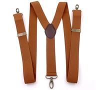 PONERY Mens Braces Y Shape - 3.5 * 120Cm Men'S Elastic Strap Suspender 3 Clips Hook Buckle Male Jockstrap Business Work Mens Suspenders Wide Men Braces,Brown