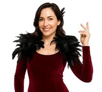 PonFxp 1 Piece Festival Outfit Women, Silvercloak Superhero Costume Adult, Gothic Feather Cape for Halloween Cosplay, Burlesque Performance, Themed Parties, Black Feather Cloak