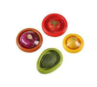 PonFxp 4 Pcs Stretch Fresh Storage Trays, Avocado Storage Container, Silicone Food Storage Trays for Fruits and Vegetables, Reusable Fridge Organizer for Onion Tomato Lemon (2.5 cm Height)
