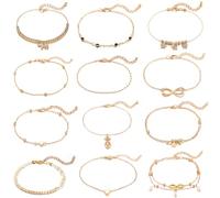 PonFxp Ankle Bracelet, Ankle Bracelets For Women, 16Pcs Adjustable Anklets For Women, Ankle Bracelets, Women'S Anklets, They Suitable For Beach And Indoor Use (Gold Colour)