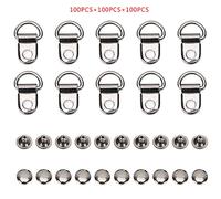 Pongnas 100 Sets Shoe Boot Lace Hooks, Brass Shoelace Hook Brass Shoe Leather Bag 100 Sets Shoelace D-Ring Eyelet Buckle Rivet Tool Black 9x14mm