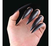 Pongnas 10Pcs Halloween Witch Nails - Spooky Cosplay Fake Nails for Witches & Vampires (Black)
