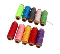 Pongnas 10pcs Portable Waxed Thread Cord Set for Hand Sewing Leather and Crafting - 50m Each in 10 Vibrant Colors